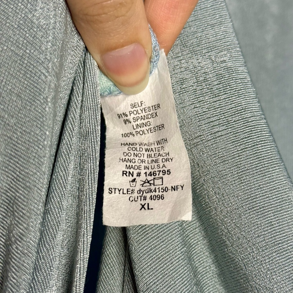 Dee Elly Elegant Mock Neck Silvery Blue Maxi Sleeveless Dress. Size XL. - Picture 8 of 8